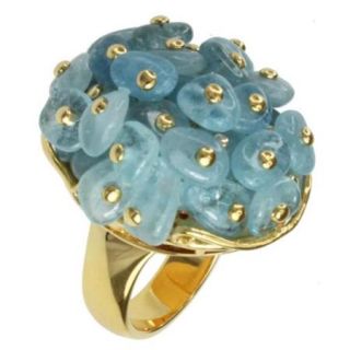 Michael Valitutti Aquamarine Bead Ring Size 6