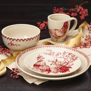 BonJour Chanticleer Country 16 Piece Stoneware Dinnerware Set   Dinnerware Sets