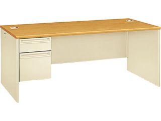38000 Series Left Pedestal Desk, 72w x 36d x 29 1/2h, Harvest/Putty