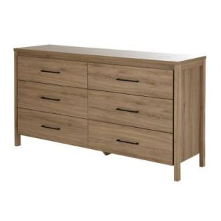 South Shore Furniture Gravity 32 3/4 in. H x 59 1/3 in. W 6 Drawer Double Dresser in Rustic Oak 9068010