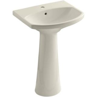 KOHLER Cimarron Vitreous China Pedestal Combo Bathroom Sink with Overflow Drain in Almond with Overflow Drain K 2362 1 47