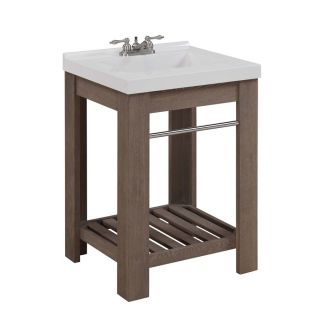 allen + roth Strabury Specialty Driftwood Integral Single Sink Bathroom Vanity with Cultured Marble Top (Common: 24 in x 21 in; Actual: 24 in x 21.5 in)