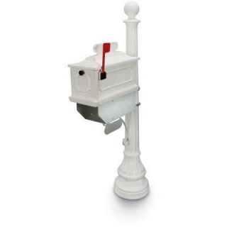 Postal Products Unlimited 1812 Beaumont 65 in. Plastic White Mailbox and Post N1027255
