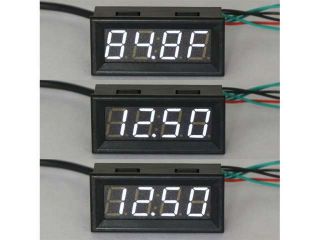 12V DC Car Digital Electric Clock °F Temperature Voltage Measurement White LED Gauge Panel Meter with 18B20 Sensor Probe