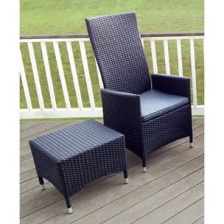 Outdoor Elements Goshen Wicker Hydraulic Recliner Chair with Ottoman/Table   Outdoor Lounge Chairs