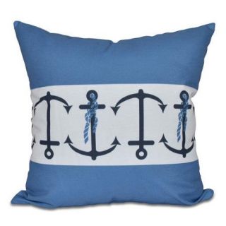 e by design Nautical Nights Anchor Stripe Print Outdoor Throw Pillow