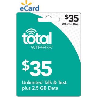 Total Wireless $35 Unlimited Talk, SMS and Data (Capped at 5GB) 1 Line, 30 Service Days (Email Delivery)