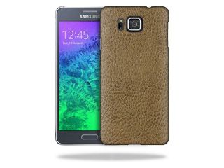 MightySkins Snap On Protective Hard Case Cover for Samsung Galaxy Alpha Case Sandalwood Leather