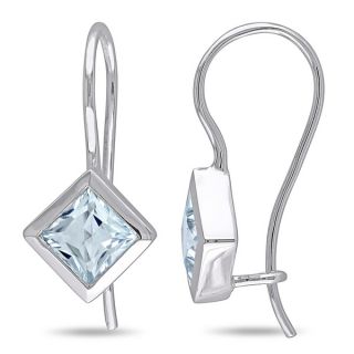 Miadora 10k White Gold Aquamarine and Diamond Accent Dangle Earrings