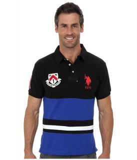 U.S. POLO ASSN. Color Block Slim Fit Number 1 Applique & Logo Patch Pique Polo Marigold Yellow