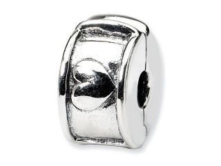 Polished 925 Sterling Silver Hinged Heart Clip Bead