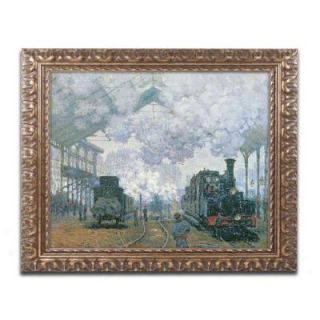 Trademark Fine Art 16 in. x 20 in. "Gare Saint Lazare Arrival of a Train" by Claude Monet Framed Printed Canvas Wall Art BL01181 G1620F