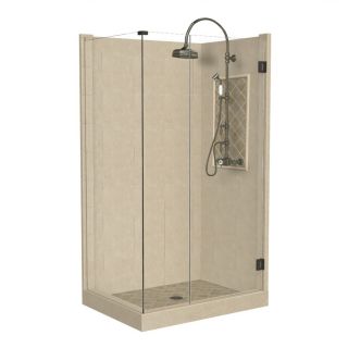 American Bath Factory Panel Medium Fiberglass and Plastic Square Corner Shower Kit (Actual: 86 in x 32 in x 36 in)