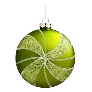 Vickerman 95MM Lime Matte Round Swirl   Set of 3   Ornaments