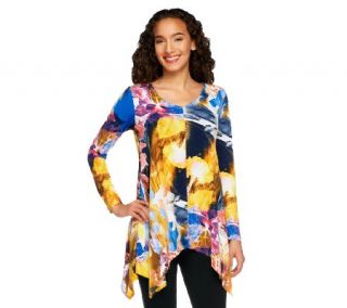 Attitudes by Renee Petite Printed V Neck Dippy Tunic   A240508 —