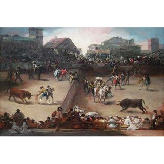 Bull Fight in A Divided Ring by Francisco De Goya Painting Print by