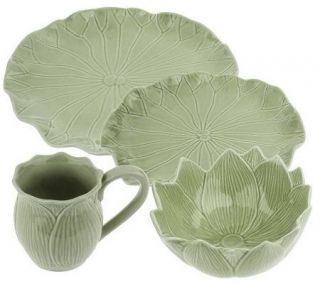 4 Piece Ceramic Lotus Leaf Dinnerware Set   H1034 —