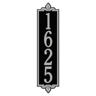 Whitehall Products Rectangular Lyon Estate Wall 1 Line Vertical Address Plaque   Black/Silver 2996BS