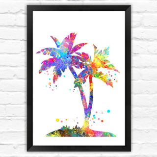 Dignovel Studios Coconut Tree Contemporary Watercolor Framed Graphic