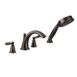 MOEN Brantford 2 Handle Deck Mount Roman Tub Faucet Trim Kit with Hand Shower in Oil Rubbed Bronze (Valve Sold Separately) T924ORB
