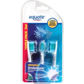 Equate SmileSonic Standard Replacement Brush Heads, 3 count