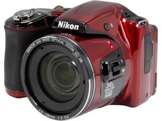Nikon COOLPIX L830 Red 16 MP 34X Optical Zoom Wide Angle Digital Camera HDTV Output