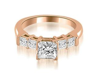 0.85 cttw. Princess Cut Diamond Engagement Ring in 18K Rose Gold