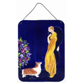 Lady with Her Corgi Aluminum Hanging Painting Print Plaque by Caroline