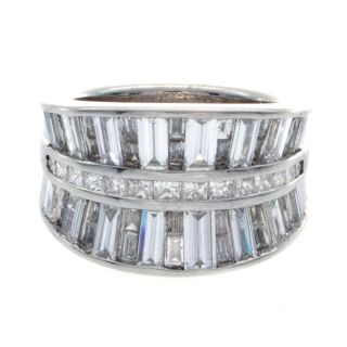 Platinum 3 3/8ct TDW Princess and Baguette Diamond Anniversary Ring (I
