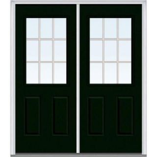 Milliken Millwork 72 in. x 80 in. Classic Clear Glass GBG 1/2 Lite Painted Builder's Choice Steel Double Prehung Front Door Z005031L