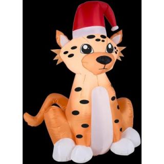 Gemmy 3.5 ft. H Inflatable Cheetah with Santa Hat 89520X