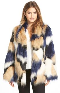 Trina Turk Makayla Patchwork Faux Fur Coat