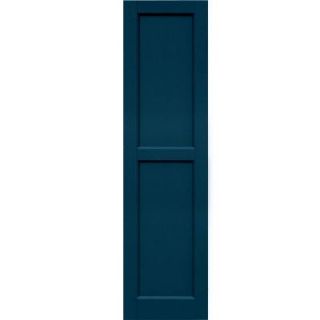 Winworks Wood Composite 15 in. x 57 in. Contemporary Flat Panel Shutters Pair #637 Deep Sea Blue 61557637