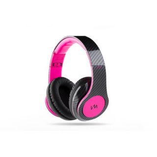 VM Audio Elux Over Ear DJ Stereo MP3 iPhone Bass Headphones   Carbon Fiber/Pink
