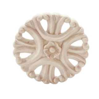 American Pro Decor 4 in. x 1/2 in. Unfinished Medium Hand Carved North American Solid Hard Maple Decorative Rosette Wood Applique 5APD10347