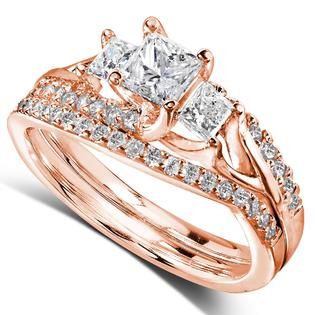 Diamond Me Princess Cut Diamond Bridal Set Ring 1 1/10 Carat (ct.tw