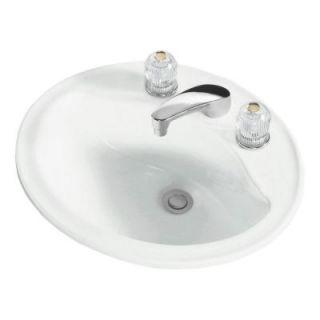 STERLING Sanibel Drop In Ceramic Oval Bathroom Sink in White with Overflow Drain 442008 0