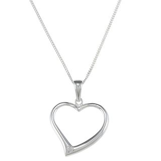 La Preciosa Sterling Silver Open Heart CZ Necklace (17 inch)