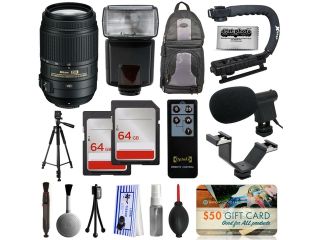 Must Have Accessory Bundle with Nikon 55 300mm VR Lens + Flash + Backpack + 128GB Memory + Microphone for Nikon DF D7200 D7100 D7000 D5500 D5300 D5200 D5100 D5000 D3300 D3200 D3100 D3000 D300S D90