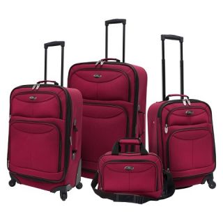 Traveler 4 Piece Expandable Spinner Luggage Set (Maroon)