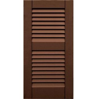 Winworks Wood Composite 15 in. x 30 in. Louvered Shutters Pair #635 Federal Brown 41530635