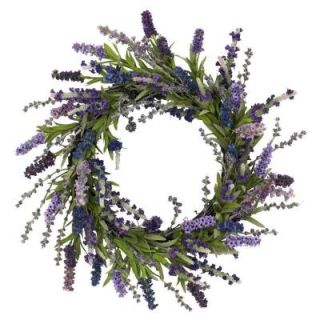 Nearly Natural 20.0 in. H Purple Lavender Wreath 4785