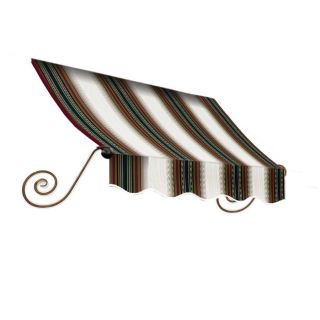 Awntech 124.5 in Wide x 24 in Projection Burgundy/Forest/Tan Stripe Open Slope Window/Door Awning