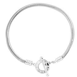 De Buman Sterling silver Snake Charm Bracelet with Toggle Clasp