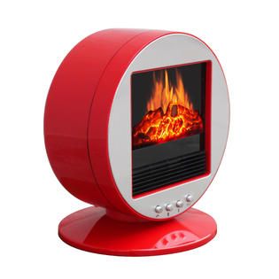 CorLiving Desktop Fireplace / Space Heater   Red & Silver   Appliances