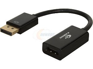 Coboc CL AD DP2HD 6 BK 6 inch Dongle style DisplayPort to HDMI® Passive Adapter Converter,Gold Plated,Black  DP to HDMI   1920 x 1080 Resolution