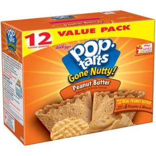 Kellogg's Pop Tarts Gone Nutty! Peanut Butter Toaster Pastries, 12 count, 21.1 oz