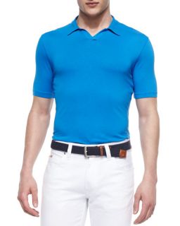 Armani Collezioni Johnny Collar Short Sleeve Polo Shirt, Turquoise