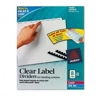 Avery Index Dividers with Clear Labels, Eight Tab, White   Office