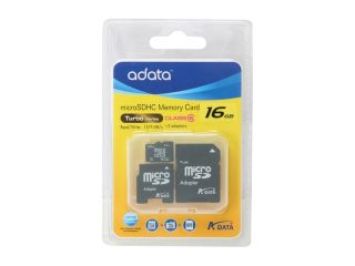 ADATA 16GB microSDHC Class 6 Flash Card with SD and miniSD Adaptor Model MicroSDHC CL6 16G 2 ADT